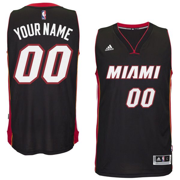 Men Miami Heat Adidas Black Custom Swingman Road NBA Jersey->->Custom Jersey